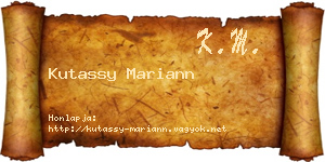 Kutassy Mariann névjegykártya