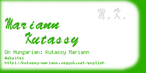 mariann kutassy business card